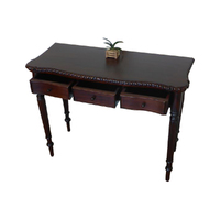 Solid Mahogany Chippendale Style Reproduction Hall Table With 3 Drawers