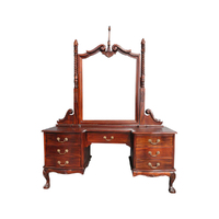 Solid Mahogany Wood Chippendale Dressing Table & Mirror