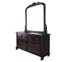 Solid Mahogany Wood Colonial Dressing Table with 8 Drawers & Mirror