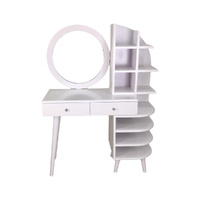Solid Mahogany Wood Tapered Legs Dressing Table with Mirror