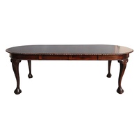 Solid Mahogany Wood Chippendale Oval Extension Dining Table