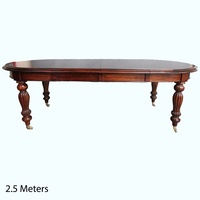 Solid Mahogany Wood Flute Leg Oval Extension Dining Table  [Option: 2.5 meters]