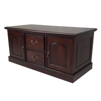 Solid Mahogany Victorian TV Stand With 2 Drawers / Cabinet