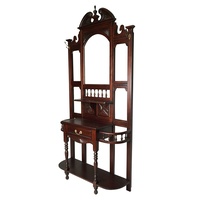 Solid Mahogany Wood Classic Hall Stand with Drawer & Mirror