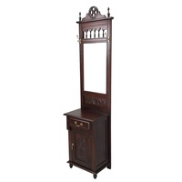 Solid Mahogany Timber Small Hall Stand with Cupboard