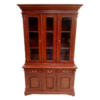 Solid Mahogany Wood Hand Carved Colonial Bookcase / Antique Style