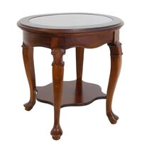 Solid Mahogany Wood Louis Oval Lamp Table