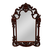 Solid Mahogany Wood Hand Crafted Large Beveled Wall Mirror