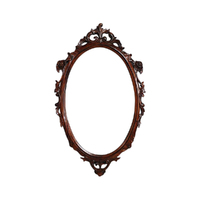 Solid Mahogany Wood Hand Carved Bevelled Oval Wall Mirror