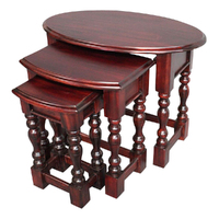 Solid Mahogany Wood Reproduction Oval Nest Table