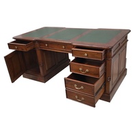 Solid Mahogany Wood Office Executive Partners Desk 180cm With 2 Filing Drawers