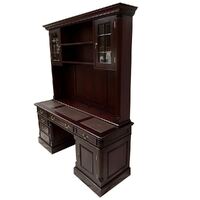 Solid Mahogany Wood Writing Long Desk with Hutch