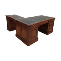 Solid Mahogany Wood Office Executive Double Sided Partners Desk with Return