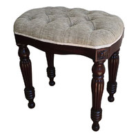 Solid Mahogany Wood Fluted Leg Bed End / Hand Crafted Stool