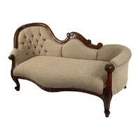 Solid Mahogany Wood French Chaise Lounge / Love Seat / Sofa