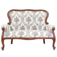 Solid Mahogany Wood Classic French Reproduction Style Grandfather 2.5 Seater Sofa