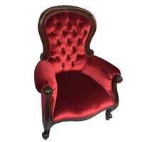 Solid Mahogany Wood Antique Reproduction French Style Grandfather Sofa Chair