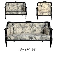 Solid Mahogany Wood Flute Leg reproduction Style Lounge Set / Sofa