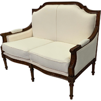 Solid Mahogany Wood Roman Flute Leg 2 Seater Classic Sofa