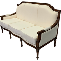 Solid Mahogany Wood Roman Flute Leg 3 Seater Classic Sofa