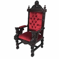 Solid Mahogany Antique Reproduction Style Sphinx King / Throne Chair 