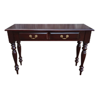 Solid Mahogany Wood Round Leg Hall Table With Drawer