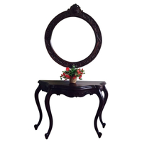 Solid Mahogany Wood Serpentine Style Hall Table & Mirror