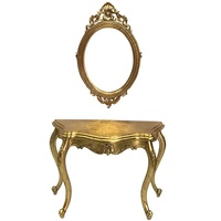 Solid Mahogany Wood Serpentine Hall Table & Mirror