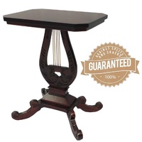 Solid Mahogany Wood Regency Lyre Side Table 