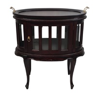 Solid Mahogany Wood Oval Tea Table with Glass