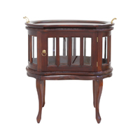 Solid Mahogany Wood Reproduction Peanut Shape Glass Tea Table