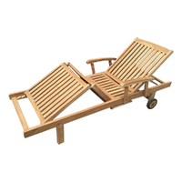 Outdoor Furniture Solid Teak Wood 3 Fold Sun Lounger
