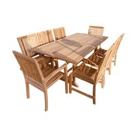 Outdoor Furniture Solid Teak Wood Large Extension Garden Table Set 2.4 mt