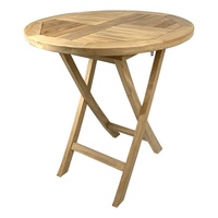 Outdoor Furniture Solid Teak Round Folding Table 70cm