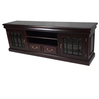 Solid Mahogany Wood 2 Door TV Cabinet With Drawers