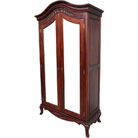 Solid Mahogany Wood 2 Mirror Doors Wardrobe 
