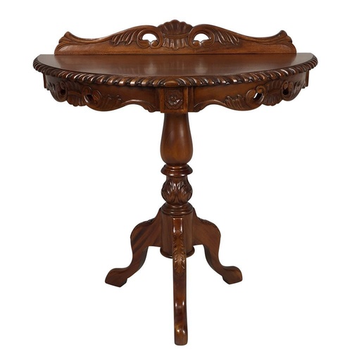 Mahogany Hand Carved Hall Table Half Moon