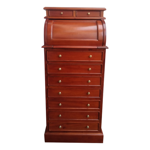 Mahogany Wood Chest Drawers With Roll Top Office Desk