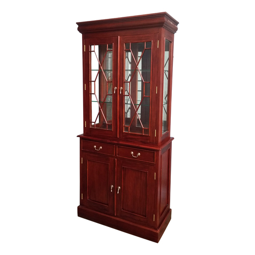 Solid Mahogany Timber Victorian 2 doors Bookcase / Display Cabinet 