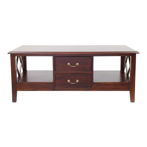 Solid Mahogany Wood Large 4 Drawers Coffee Table