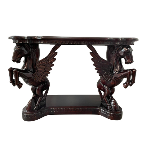 Solid Mahogany Wood Hand Carved Horse Hall / Console Table