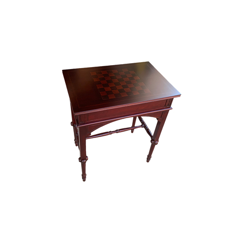 Solid Mahogany Wood Inlay Chess Game Table