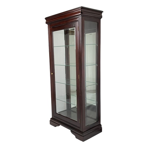 Solid Mahogany  Wood 1 Door Display Cabinet
