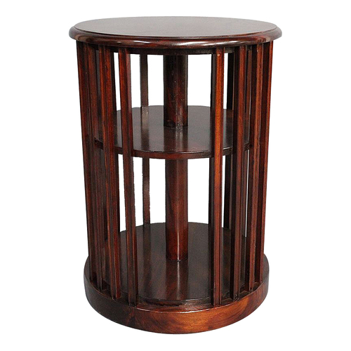 Mahogany Wood Small Round Bookcase / Bookshelf
