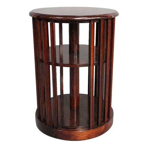 Mahogany Wood Small Round Bookcase, Round Bookcase End Table