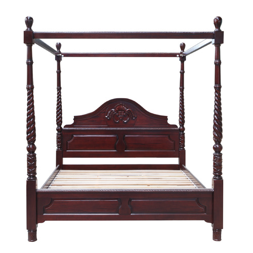 Mahogany Wood Chunky 4 Poster Queen Bed