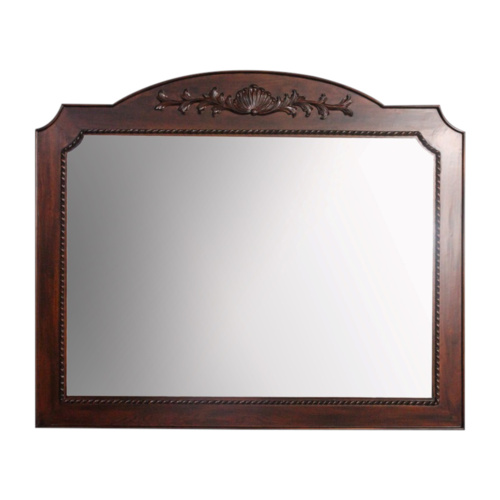 Solid Mahogany Wood Hand Carved Large Beveled Wall Mirror