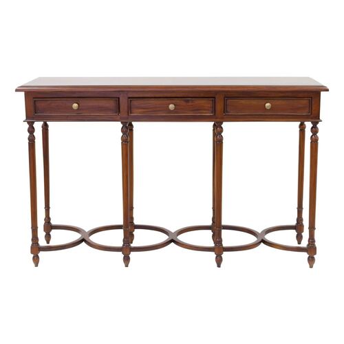 Solid Mahogany Wood 3 Drawers Large Hoop Hall/Console Table