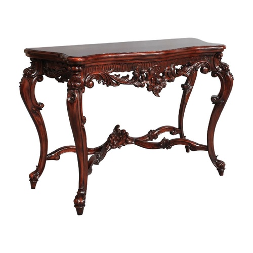 Solid Mahogany Wood Hand Carved Camelia Hall/Console Table