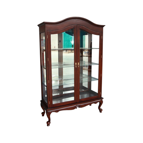 Solid Mahogany Wood Double Doors French Display Cabinet 